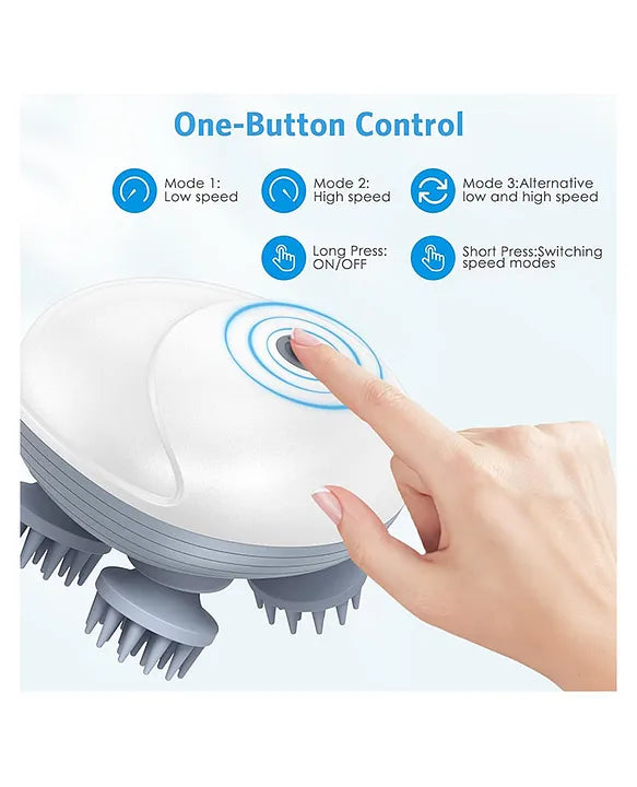 Rechargeable Electric Scalp Massager for Head, Hair Growth, Stress Relief(in colours red, white, pink, green, blue)