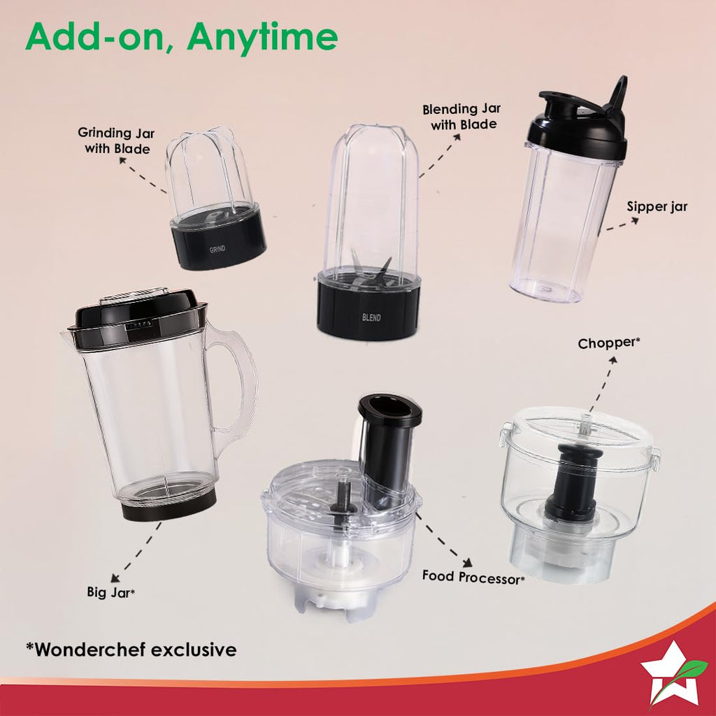 Wonderchef Nutri-blend 500W Mixer Grinder, 22000 RPM Motor, Smoothie Maker,