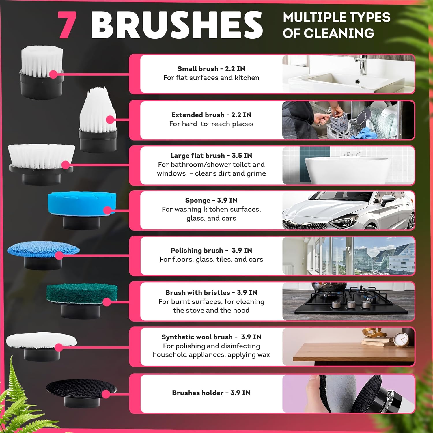 zylo 7-in-1 Electric Bathroom Scrubbing Brush, 2500 mAh.