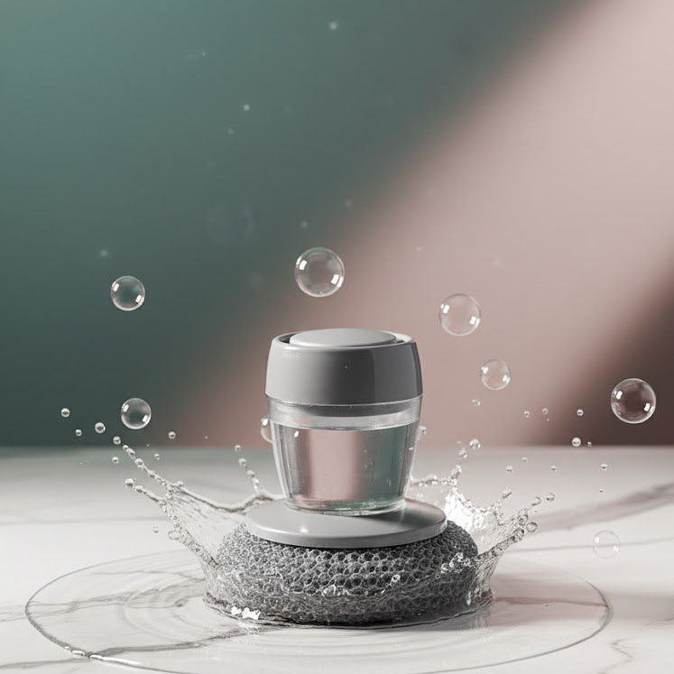 Premium Soap Dispensing Palm Brush for Dishwashing Kitchen