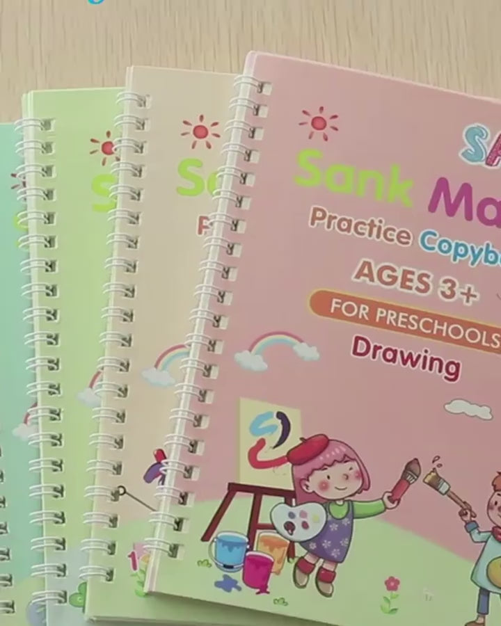Magic Practice Copybook, (4 BOOK +1 PEN + 10 REFILL) Number Tracing Book for Preschoolers with Pen
