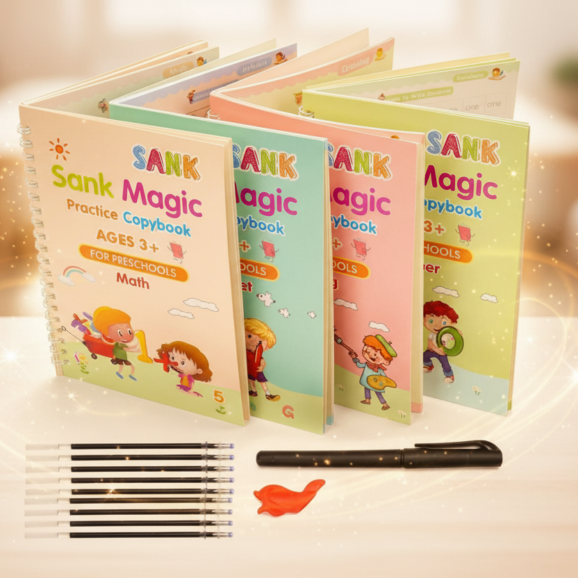 Magic Practice Copybook, (4 BOOK +1 PEN + 10 REFILL) Number Tracing Book for Preschoolers with Pen